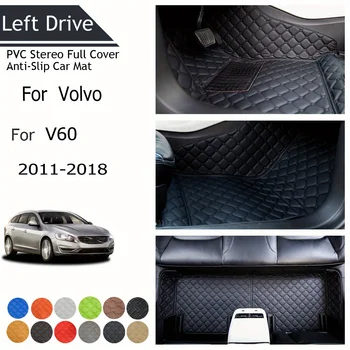 TEGART 【LHD】 Для Volvo Для V60 2011-2018 Трехслойный ПВХ Стерео Полное Покрытие Противоскользящий Автомобильный Коврик Автомобильные Коврики Автомобильные Аксессуары