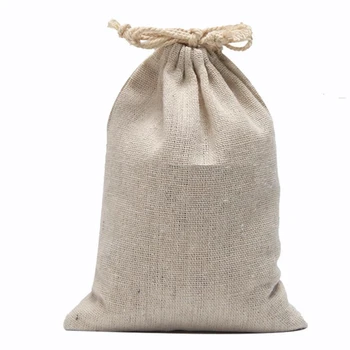 Большие Льняные хлопчатобумажные муслиновые сумки со шнурком 20x30 см (7,8 