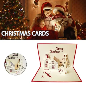 1шт 3D Всплывающие Поздравительные открытки Санта Прекрасные Подарки на День рождения Для праздника Новый год Малыш Рождественская открытка Вечеринка Свадебное украшение