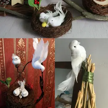 1ШТ Принадлежности для вечеринок Craft Birds DIY Пенопластовое перо Искусственные белые птицы Голуби Птица Свадебный дом
