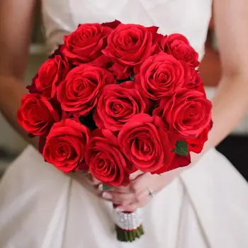 10 шт. Красных искусственных цветов розы, реалистичная композиция из букетов на длинных стеблях для свадьбы, украшения свадебного душа и вечеринки