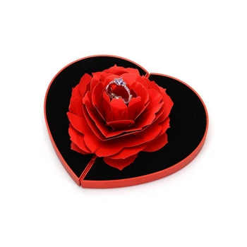 Пустая коробка для колец с розами в форме сердца, креативная коробка для колец с цветами, свадебная подарочная коробка