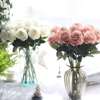 1ШТ Романтическая роза, искусственный цветок, сделай САМ, Красно-белый Шелковый Искусственный цветок для вечеринки, домашнего свадебного украшения, Дня Святого Валентина