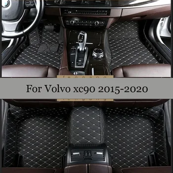 100% Подходят Изготовленные на заказ Кожаные автомобильные коврики для Volvo xc90 2015 2016 2017 2018 2019 2020 Ковры, Накладки для ног, Аксессуары
