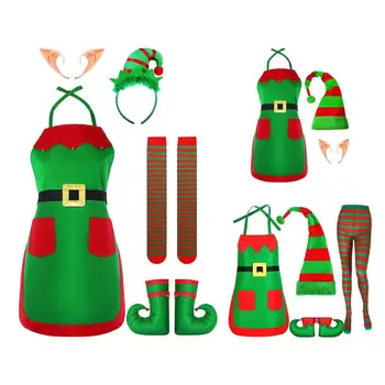 Рождественский костюм Санта-Клауса, Зеленый Эльф, Косплей, Семейный Карнавал, Новогодняя Маскарадная вечеринка, Комплект одежды для женщин и девочек