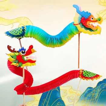 Материал для поделок с бумажным драконом, Китайский Новый год, декор с драконом, Танец китайского дракона, трехмерный цветок