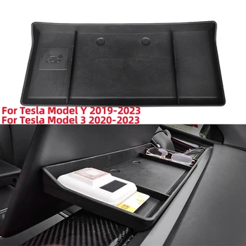 1шт Автомобильный центральный экран Консоль Приборная панель Лоток Ящик для хранения Резиновый Скрытый держатель для хранения в салоне автомобиля для Tesla Модель 3/Y 2019-2023
