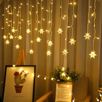 Светодиодная лампа для занавеса в виде снежинки, лампа для ледяного бара, лампа в виде звезды, лампа для атмосферы рождественского праздника, украшение окна, гирлянды