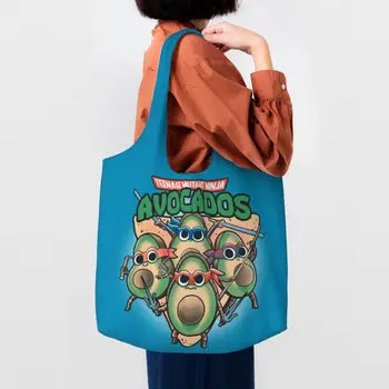 Забавная сумка для покупок Avocados Ninja, переработанные фрукты, Веганские продуктовые холщовые сумки для покупок, сумки для фотографий