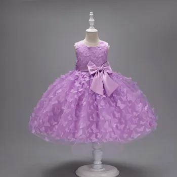 Новое детское платье без рукавов с большим бантом и подолом-бабочкой, пышное сетчатое платье принцессы для девочек, модельное платье для подиума