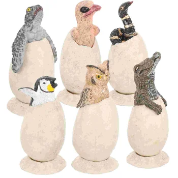 6шт Инкубационные Животные Модели Яиц Пингвин Динозавр Крокодил Яйцо Игрушки Детские Модели Животных Игрушки