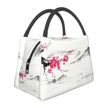 Сакура, вишневый цвет, изолированные сумки для ланча для женщин, японский цветок, термоохладитель, коробка для бенто, Работа, путешествия