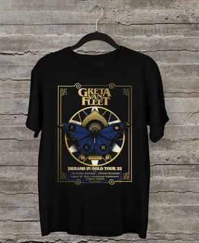 НОВАЯ популярная черная рубашка всех размеров Greta Van Fleet Band с коротким рукавом QQ1384
