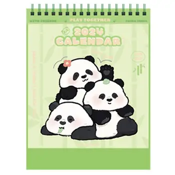 2024 Panda Calendar Panda Настольный Календарь Декор Металлические Принадлежности Для Украшения В Виде Двойной Нити Для Столов Домов Офисов