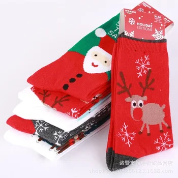 Стильные и удобные женские носки со снежинками Санта-Лося для взрослых, мультяшные рождественские носки для взрослых