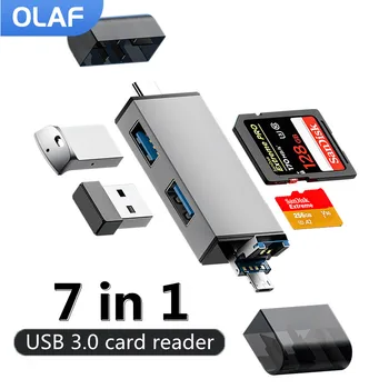 Кард-ридер Olaf 7 В 1 с USB 3.0 на SD TF-карту, устройство чтения карт памяти, высокоскоростной смарт-кардридер, адаптер для ПК, аксессуары для ноутбуков