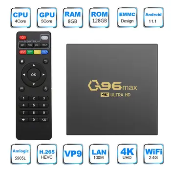Q96 MAX Smart TV Box Android 11 Amlogic S905L Четырехъядерный 2,4 G WIFI 4K телеприставка 8 ГБ + 128 ГБ Медиаплеер H.265 Для Домашнего кинотеатра