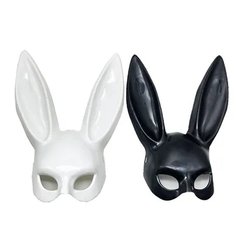 Черно-белая Маска Кролика на Хэллоуин, украшение вечеринки, костюм Маски Кролика с длинными Ушами, Косплей
