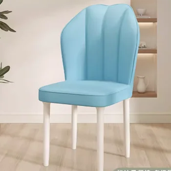 Синие Минималистичные Современные Обеденные стулья С Металлическими ножками Дизайнерские обеденные стулья из белой кожи Мебель Nordic Kitchen Sedia Da Pranzo