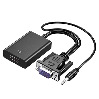 Конвертер 1080P, совместимый с VGA/HDMI, цифро-аналоговый Видео-аудио адаптер для портативных ПК PS4, ТВ-приставка для ТВ-монитора, проектор