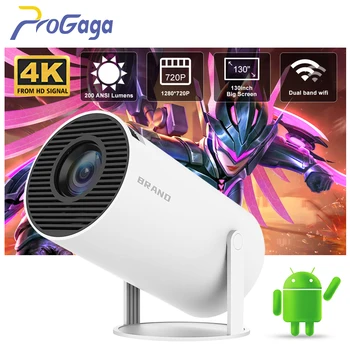 PROGAGA HY300 Мини-проектор Android 11 WIFI6 BT5.0 1280*720P Проектор Экрана телевизора для домашнего Кинотеатра на открытом воздухе Портативный Проектор Луча