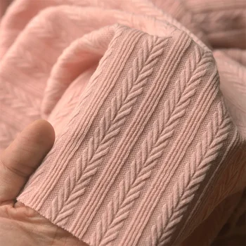жаккард с низкой эластичностью 160x50 см, трикотажная ткань из полиэстера и хлопка для зимних свитеров, женские платья, ткань ручной работы