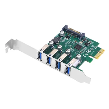 1 Штука PCIE 1X К USB3.2 Карта расширения PCI-E 4 Порта USB3.2 Адаптер Множитель Зеленый