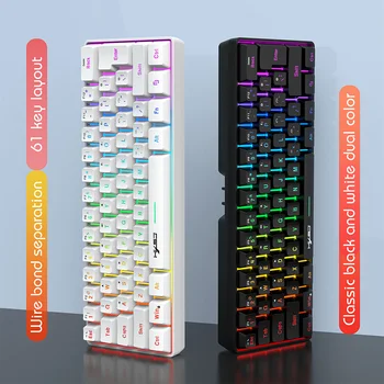 Игровая клавиатура L500 61 Клавиша, Проводное / беспроводное подключение 2000 мАч, Механическая клавиатура С динамической RGB подсветкой, компьютерные аксессуары