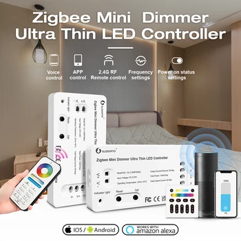 Gledopto Smart Zigbee3.0 Ультратонкий Мини-Диммер LED Light Strip Controller Цвет Белый Свет Тусклый Яркий Alexa Voice APP Control