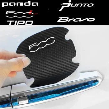 4шт Защитная наклейка на Дверную ручку автомобиля из углеродного волокна для Fiat 500 500X 500L Punto Bravo Panda Tipo