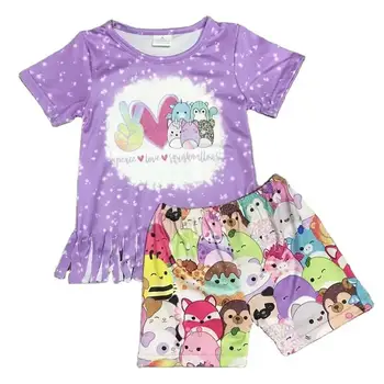 Бутик-комплект одежды для девочек, кисточки, шорты с рисунком животных с коротким рукавом, летние спортивные костюмы для девочек по средам