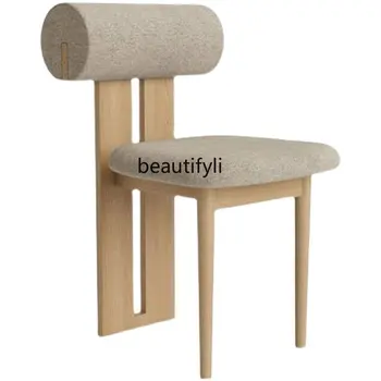 Обеденный стул из массива дерева, табурет для макияжа эпохи средневековья, легкая роскошная спинка, домашний минималистичный туалетный столик, стул