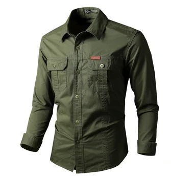 Дизайнерская эластичная хлопковая рубашка-пилот для мужчин, качественные рубашки с длинным рукавом, мужская повседневная армейская военная одежда, износостойкие рубашки