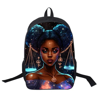 3D Mochila Puff Hair Африканская чернокожая девочка Подростковый рюкзак Magic Melanin Poppin Школьные сумки для мальчиков и девочек Школьный рюкзак Рюкзак