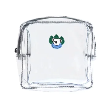 Вместительная прозрачная сумка для карандашей из ПВХ в стиле косметички с вышивкой коалы, портативное милое хранилище школьных канцелярских принадлежностей