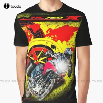 Nc 750X Adventure Moto, Мотоциклы Графическая футболка на заказ Aldult Подростковые футболки унисекс с цифровой печатью Модная летняя футболка