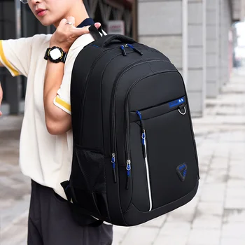 Мужской рюкзак большой емкости Оксфорд, черные однотонные школьные сумки для подростков, студентов колледжа, рюкзак Многофункциональный рюкзак Рюкзаки