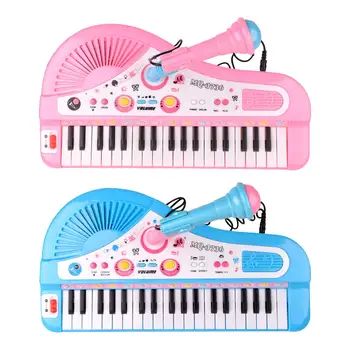 Цифровая музыкальная клавиатура для фортепиано, детское пианино с 37 клавишами, с микрофоном