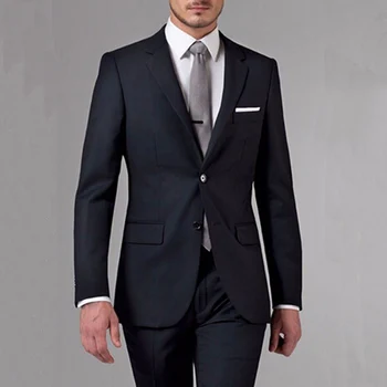Приталенные деловые мужские костюмы для бойфренда, смокинг жениха на заказ из 2 предметов, свадебный черный мужской модный пиджак с брюками, новинка
