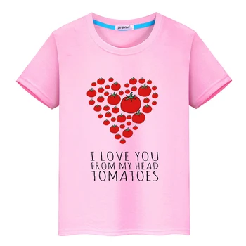 Футболка I LOVE YOU FROM MY HEAD TOMATOES с мультяшным графическим принтом, Летняя футболка для мальчиков/Девочек, детская Милая футболка Kawaii
