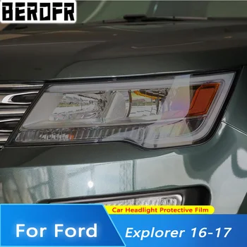 Защитная пленка для автомобильных фар, Дымчатая черная прозрачная виниловая наклейка из ТПУ на передний фонарь для Ford Explorer 2016 2017 Аксессуары
