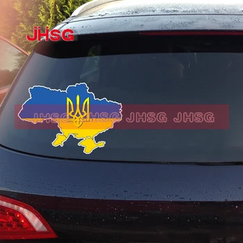 Наклейка с изображением Флага Украины, Трезубца, карты Украины, наклейка на бампер автомобиля, заднее стекло, наклейка на бампер ноутбука