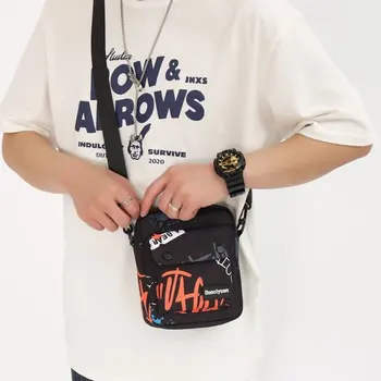 INS Повседневная сумка через плечо Chaoku Мужская холщовая Корейская версия Сумка на одно плечо Студенческая рабочая одежда Рюкзак сумка через плечо