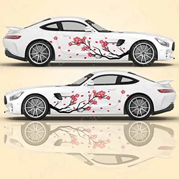 Наклейка на автомобиль с розами - Элегантный романтический дизайн - Высококачественное украшение автомобиля - Прочный водонепроницаемый материал -