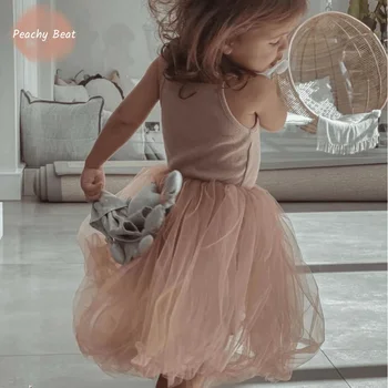 Хлопковое платье-пачка принцессы для маленьких девочек, тюлевое платье без рукавов для дня рождения, балетная одежда для малышей от 1 до 10 лет