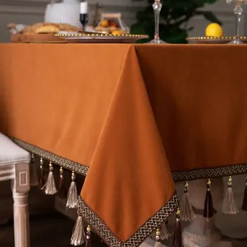 Бархатная скатерть в европейском стиле, величественная и роскошная, ресторан в ретро-оранжевом стиле на заказ