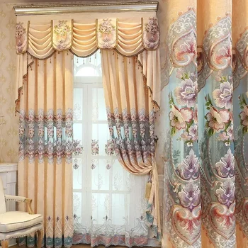 Европейские роскошные, благородные и элегантные шторы, кашемировые, вышитые синелью, шторы изысканного мастерства для гостиной