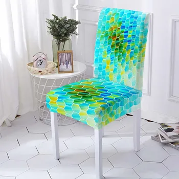 Чехол для стула с абстрактным геометрическим рисунком, эластичная ткань из спандекса, чехол для сиденья стула с высокой спинкой, пылезащитный чехол для стула Home DecorGeo